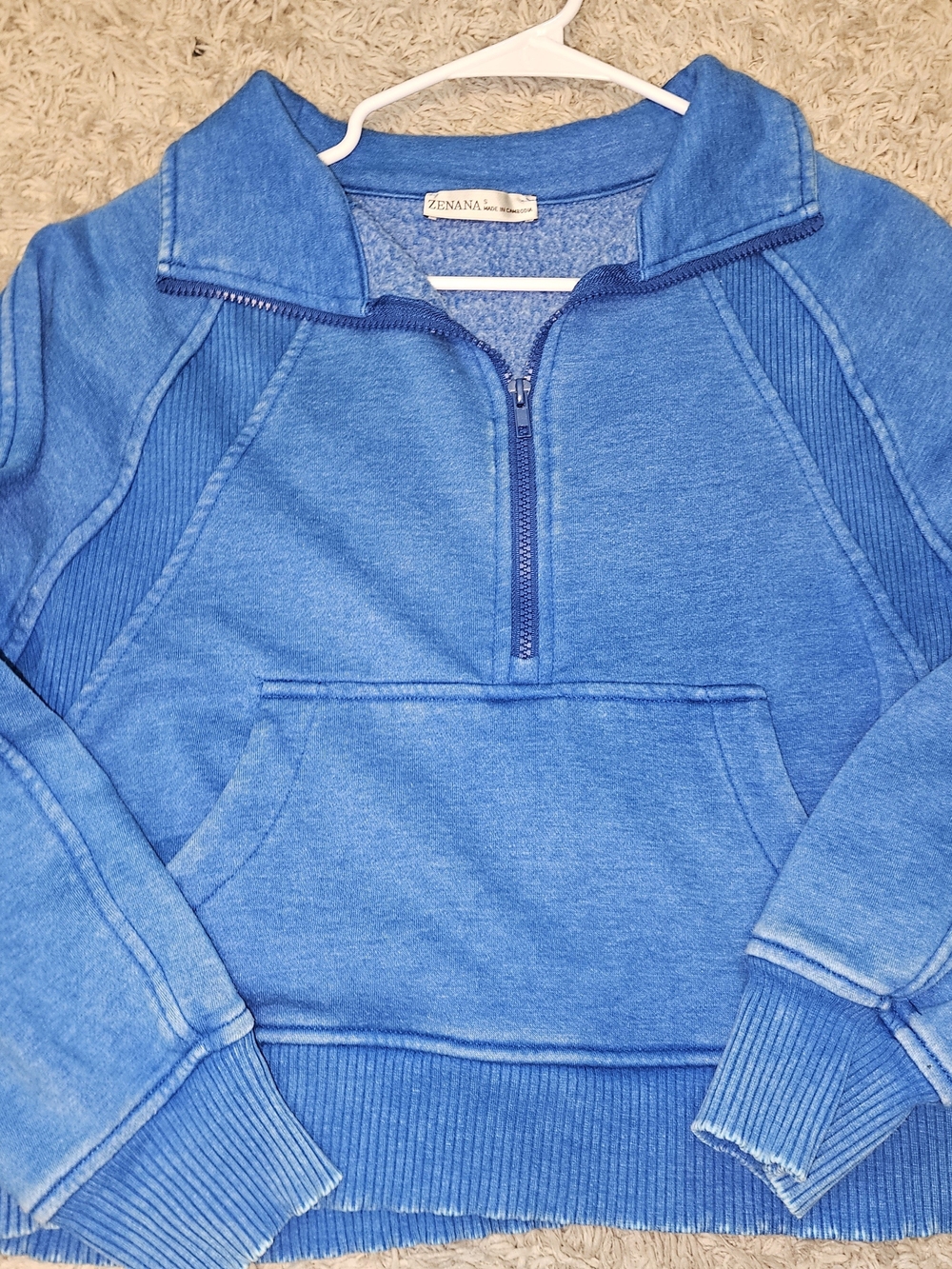 Zenana Outfitters Women’s Blue Half-Zip Pullover Hoodie